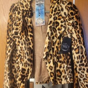 L.A.M.B. Leopard Pattern Faux Fur Jacket
